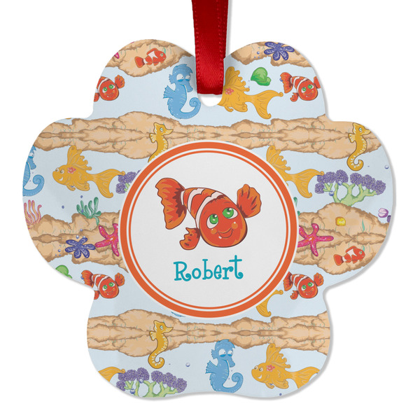 Custom Under the Sea Metal Paw Ornament - Double Sided w/ Name or Text
