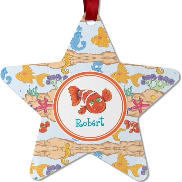 Custom Under the Sea Metal Star Ornament - Double Sided w/ Name or Text