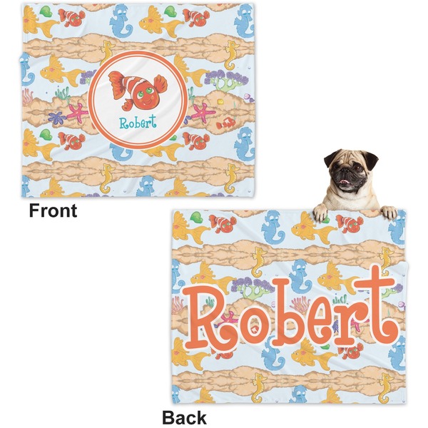 Under the Sea Microfleece Dog Blanket - Large- Front & Back