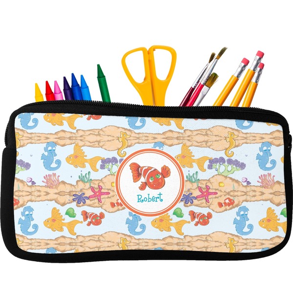 Custom Under the Sea Neoprene Pencil Case - Small w/ Name or Text