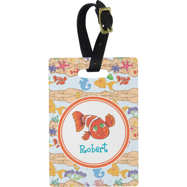 Custom Under the Sea Plastic Luggage Tag - Rectangular w/ Name or Text