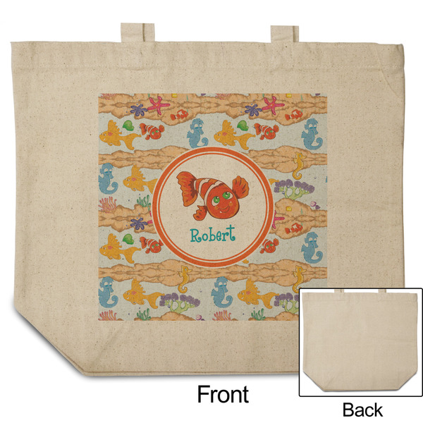 Under the Sea Reusable Cotton Grocery Bag - Front & Back View