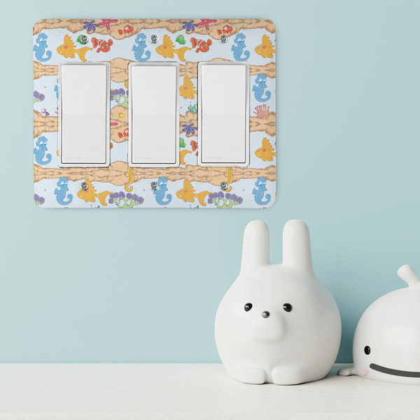 Under the Sea Rocker Light Switch Covers - Triple - IN CONTEXT