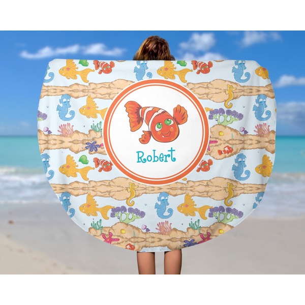 Under the Sea Round Beach Towel - In Use
