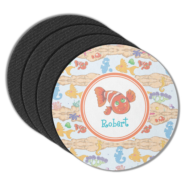 Custom Under the Sea Round Rubber Backed Coasters - Set of 4 (Personalized)