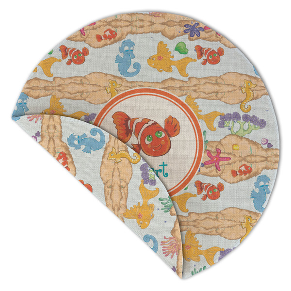 Under the Sea Round Linen Placemats - Front (folded corner double sided)
