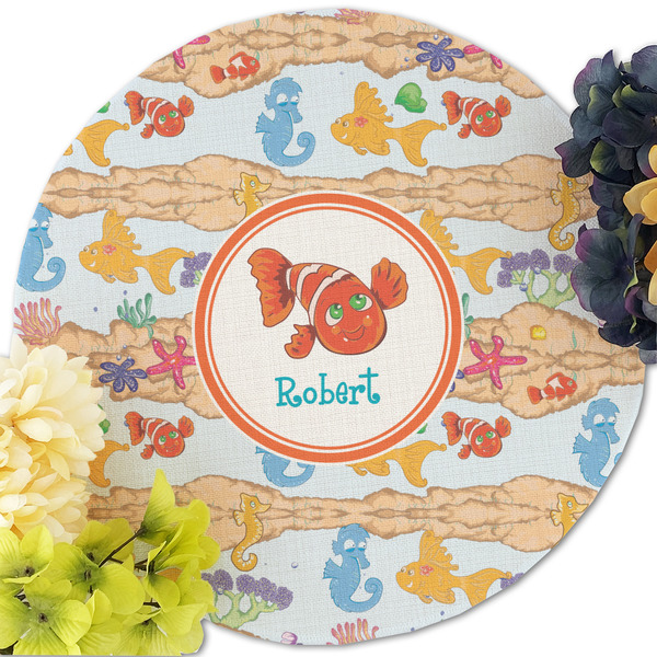 Under the Sea Round Linen Placemats - Front (w flowers)