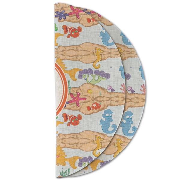 Under the Sea Round Linen Placemats - HALF FOLDED (double sided)