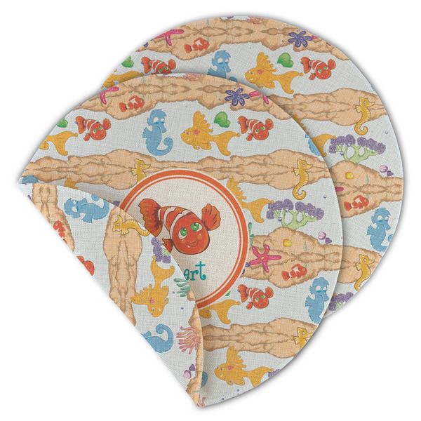 Custom Under the Sea Round Linen Placemat - Double Sided - Set of 4 (Personalized)