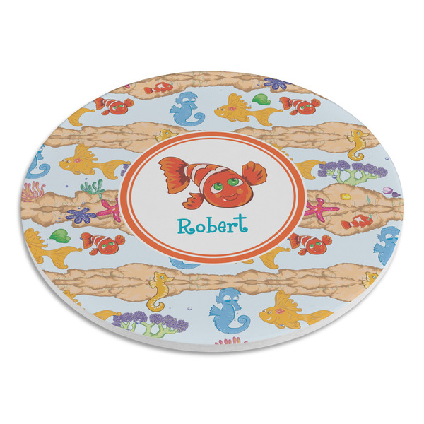 Under the Sea Round Stone Trivet - Angle View