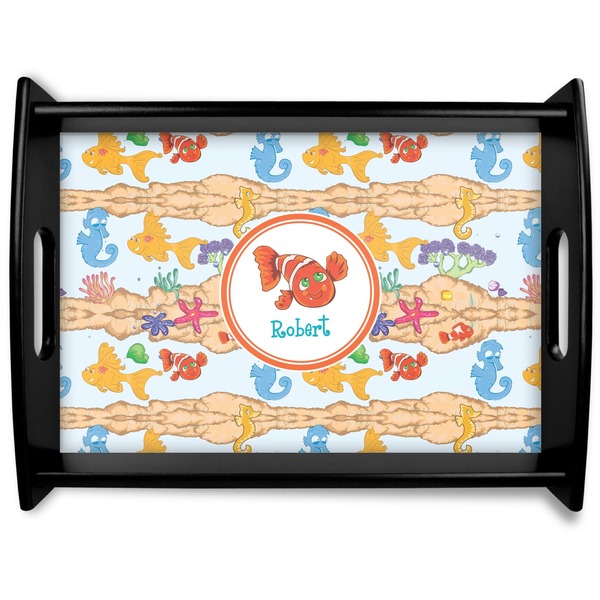 Custom Under the Sea Black Wooden Tray - Large (Personalized)