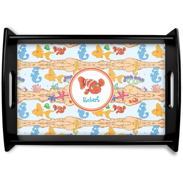 Custom Under the Sea Black Wooden Tray - Small (Personalized)