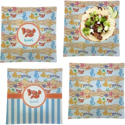 Under the Sea Set of 4 Glass Square Lunch / Dinner Plate 9.5" (Personalized)