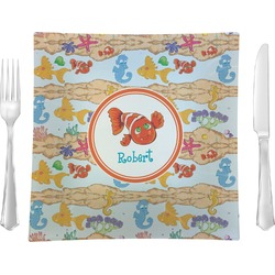 Under the Sea 9.5" Glass Square Lunch / Dinner Plate- Single or Set of 4 (Personalized)
