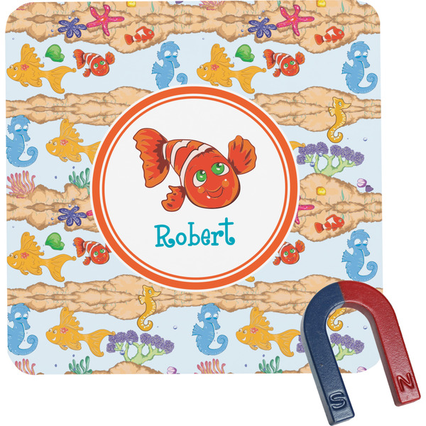 Custom Under the Sea Square Fridge Magnet (Personalized)