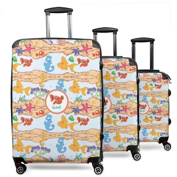 Custom Under the Sea 3 Piece Luggage Set - 20" Carry On, 24" Medium Checked, 28" Large Checked (Personalized)