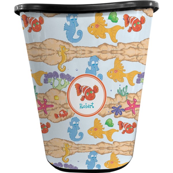 Custom Under the Sea Waste Basket - Double Sided (Black) (Personalized)
