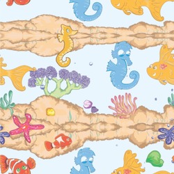 Under the Sea Wallpaper & Surface Covering (Water Activated 24"x 24" Sample)