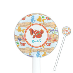 Under the Sea 5.5" Round Plastic Stir Sticks - White - Single Sided (Personalized)