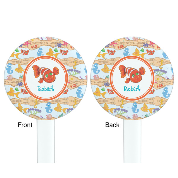 Under the Sea White Plastic 7" Stir Stick - Double Sided - Round - Front & Back