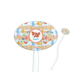 Under the Sea 7" Oval Plastic Stir Sticks - White - Double Sided (Personalized)
