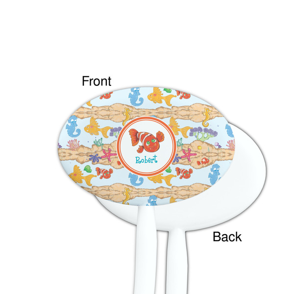 Under the Sea White Plastic 7" Stir Stick - Single Sided - Oval - Front & Back