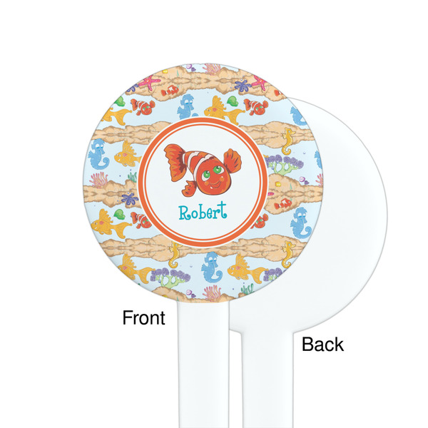 Under the Sea White Plastic 7" Stir Stick - Single Sided - Round - Front & Back