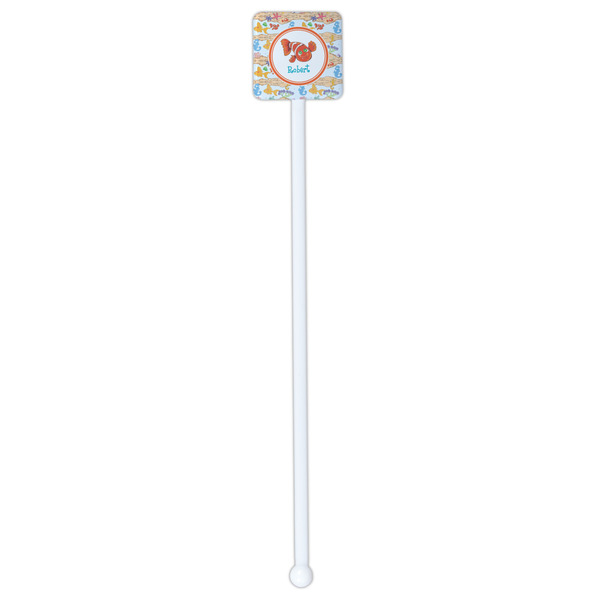 Under the Sea White Plastic Stir Stick - Double Sided - Square - Single Stick