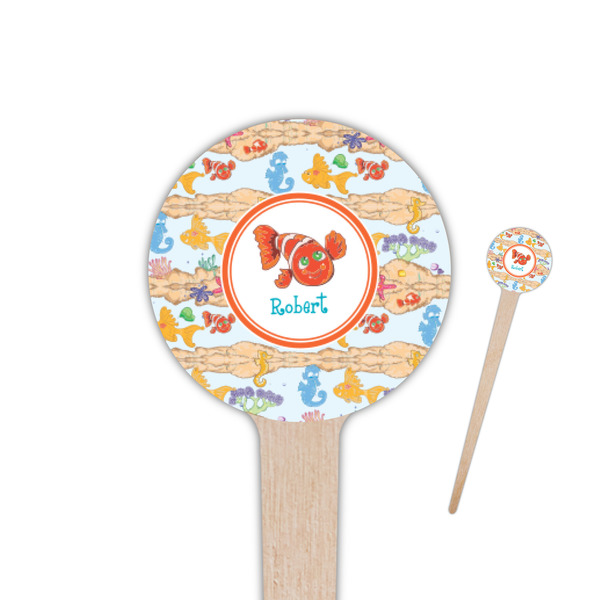 Custom Under the Sea 4" Round Wooden Food Picks - Single Sided (Personalized)