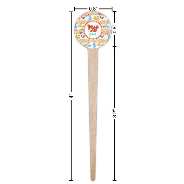 Under the Sea Wooden 4" Food Pick - Round - Dimensions