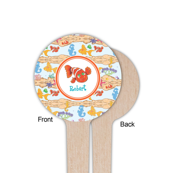Under the Sea Wooden 4" Food Pick - Round - Single Sided - Front & Back