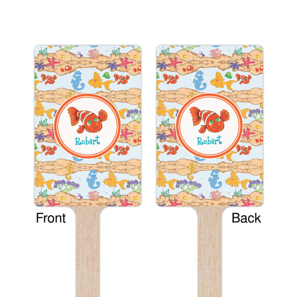 Under the Sea Wooden 6.25" Stir Stick - Rectangular - Double Sided - Front & Back