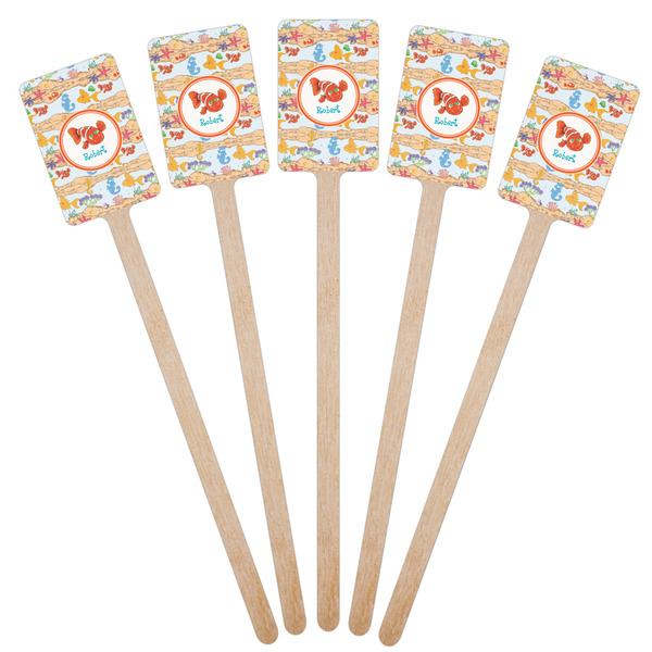 Under the Sea Wooden 6.25" Stir Stick - Rectangular - Fan View