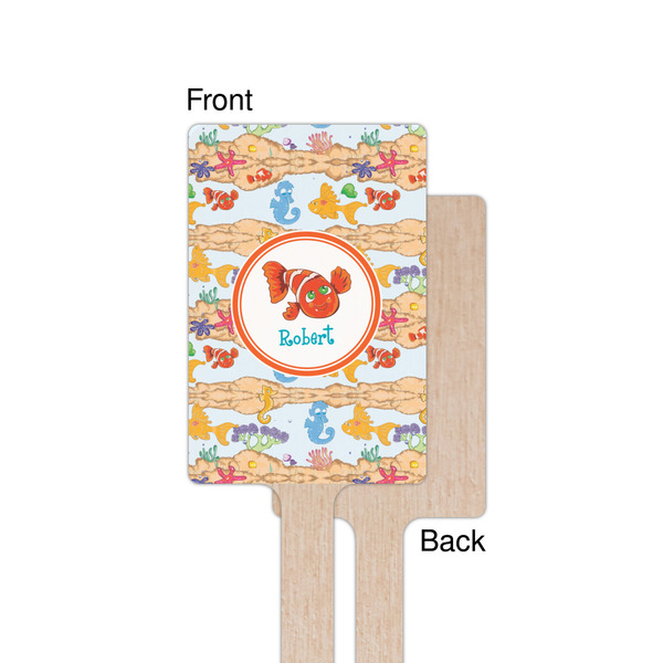 Under the Sea Wooden 6.25" Stir Stick - Rectangular - Single - Front & Back
