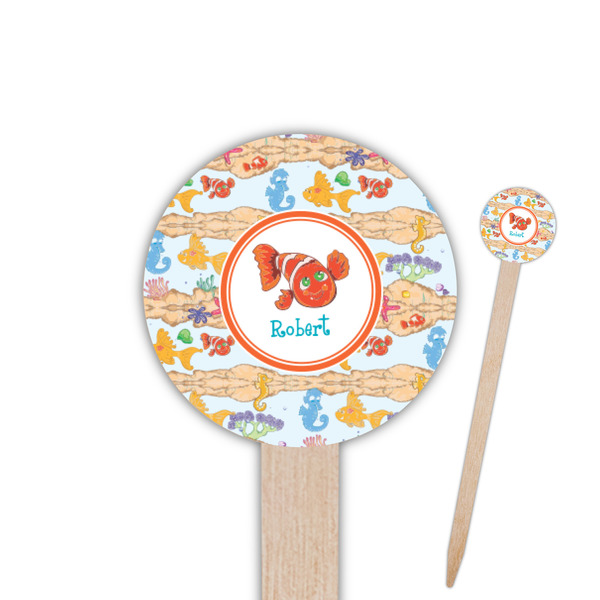 Custom Under the Sea 6" Round Wooden Food Picks - Single Sided (Personalized)