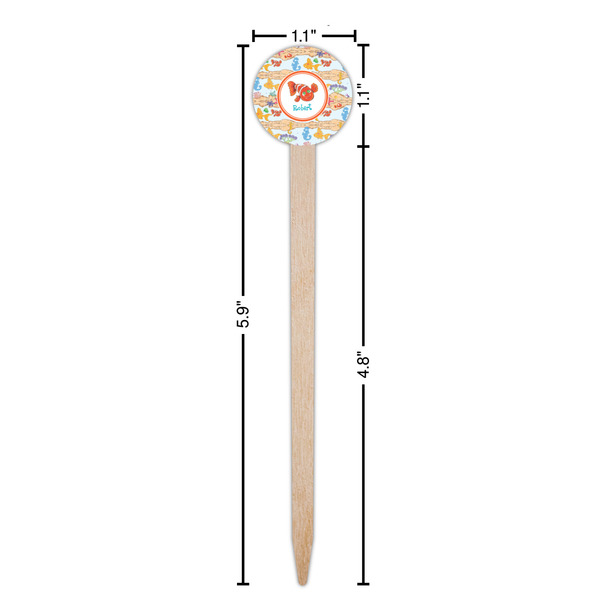 Under the Sea Wooden 6" Food Pick - Round - Dimensions