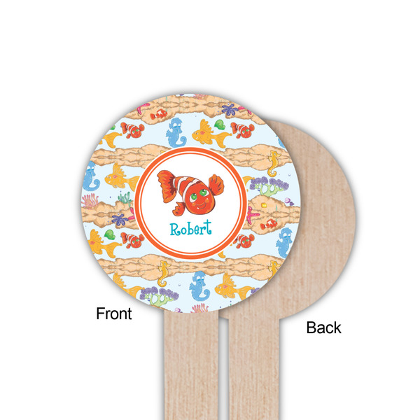 Under the Sea Wooden 6" Food Pick - Round - Single Sided - Front & Back