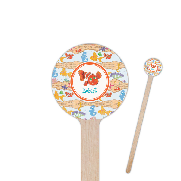 Custom Under the Sea 7.5" Round Wooden Stir Sticks - Single Sided (Personalized)