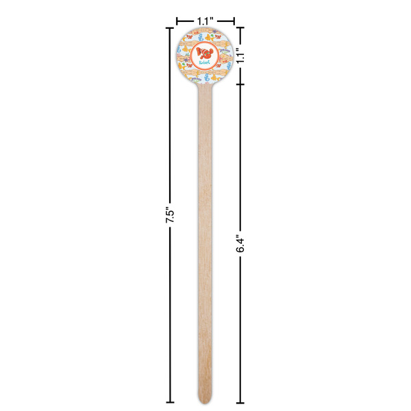 Under the Sea Wooden 7.5" Stir Stick - Round - Dimensions