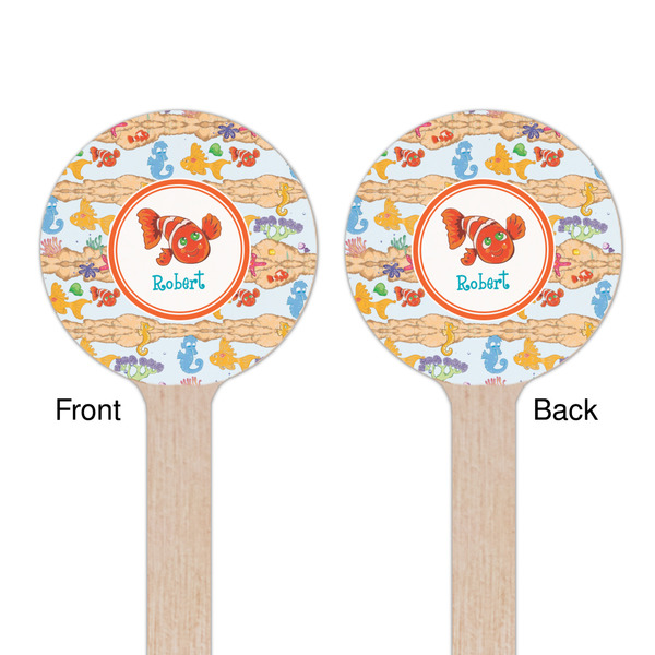 Under the Sea Wooden 7.5" Stir Stick - Round - Double Sided - Front & Back