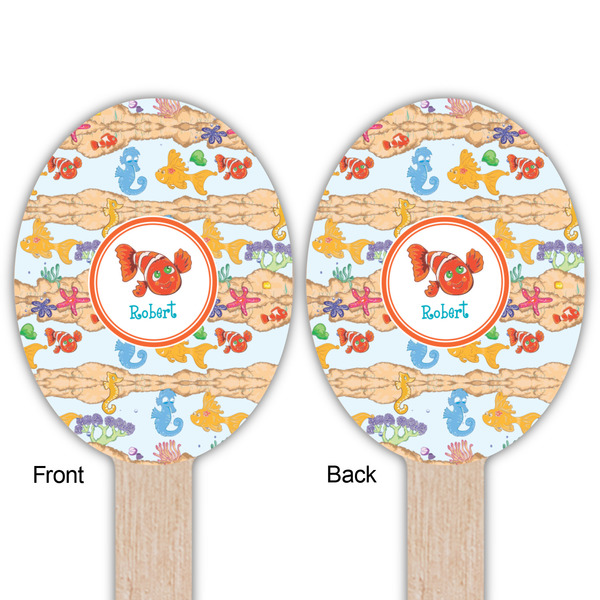 Under the Sea Wooden Food Pick - Oval - Double Sided - Front & Back