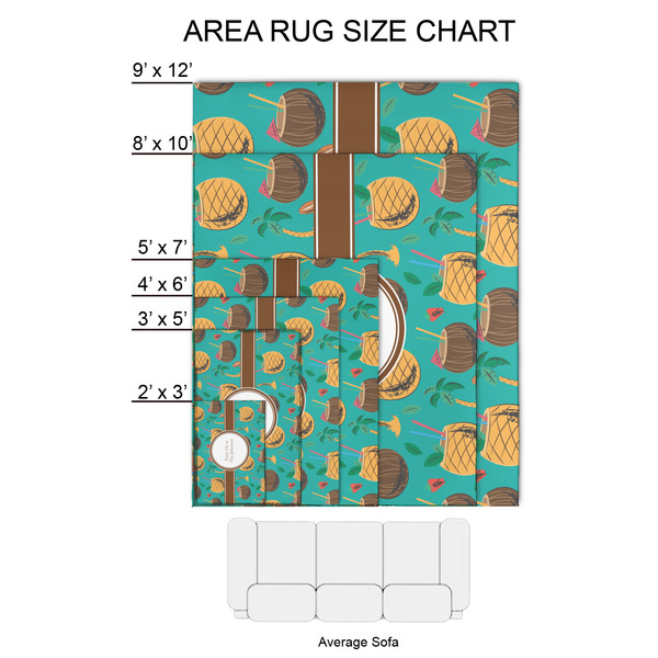 Coconut Drinks 2'x3' Indoor Area Rugs - Size Chart