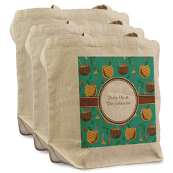 Coconut Drinks Reusable Cotton Grocery Bags - Set of 3 (Personalized)