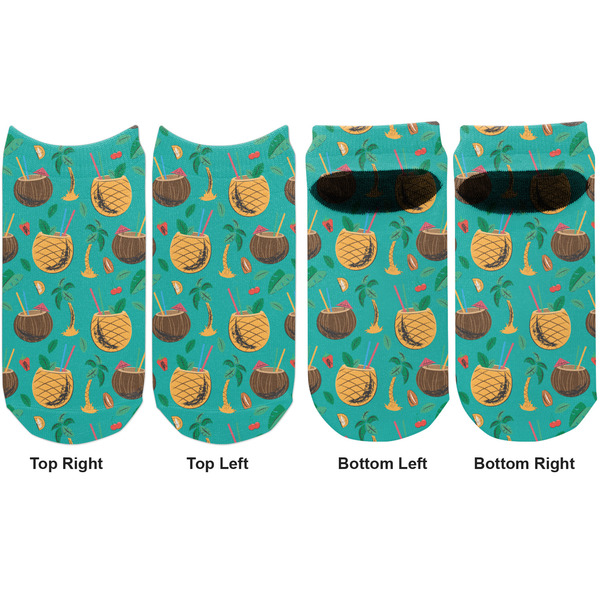 Coconut Drinks Adult Ankle Socks - Double Pair - Front and Back - Apvl