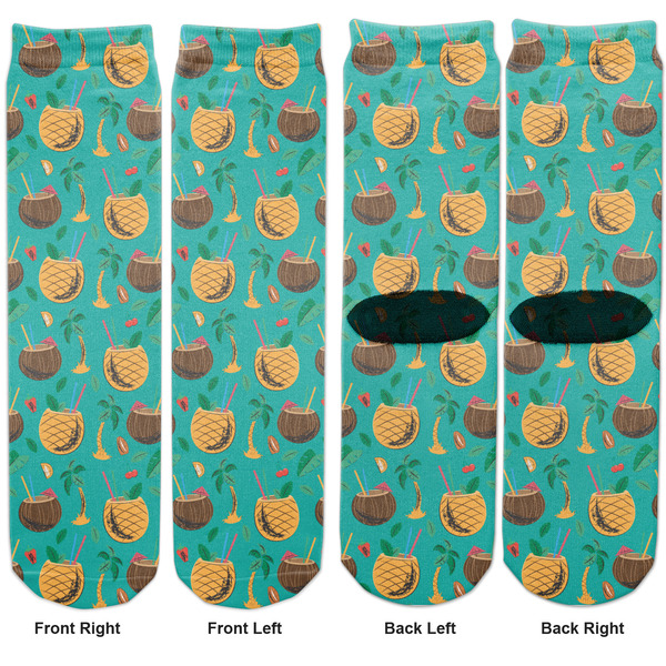 Coconut Drinks Adult Crew Socks - Double Pair - Front and Back - Apvl