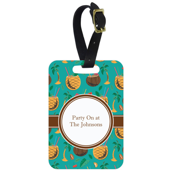 Custom Coconut Drinks Metal Luggage Tag w/ Name or Text