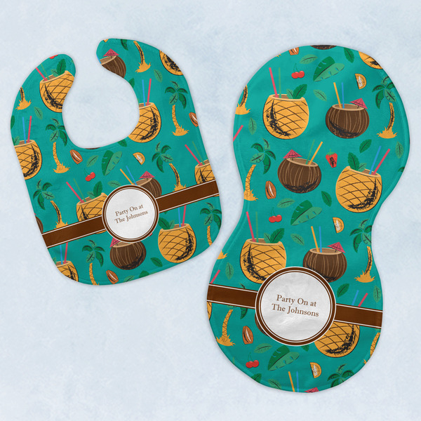 Custom Coconut Drinks Baby Bib & Burp Set w/ Name or Text