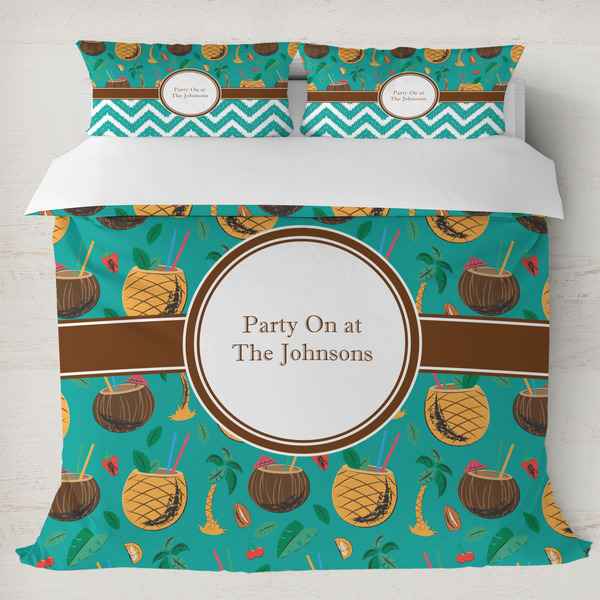Custom Coconut Drinks Duvet Cover Set - King (Personalized)