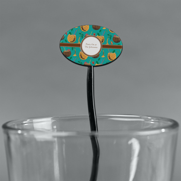 Coconut Drinks Black Plastic 7" Stir Stick - Oval - Main