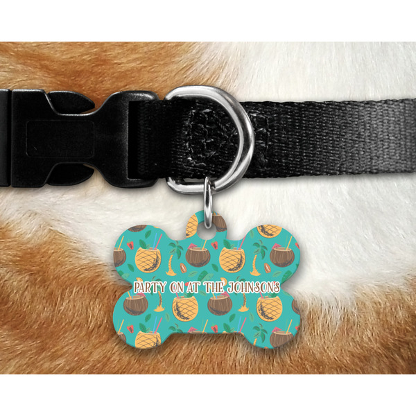 Coconut Drinks Bone Shaped Dog Tag on Collar & Dog